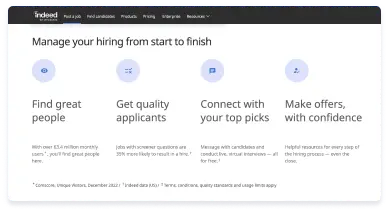 Gérez votre recrutement de A à Z. Trouvez des profils de qualité. Recevez des candidatures pertinentes. Échangez avec les talents. Faites des offres en toute confiance.